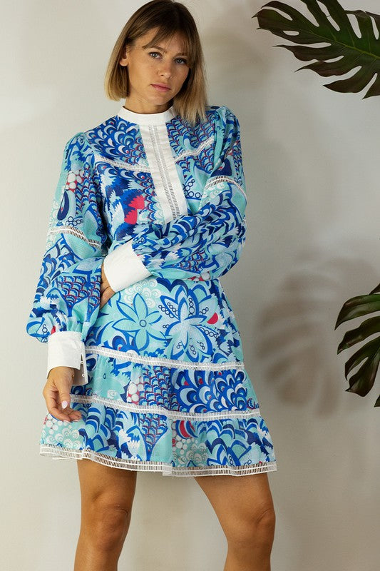 Blue floral skirt set