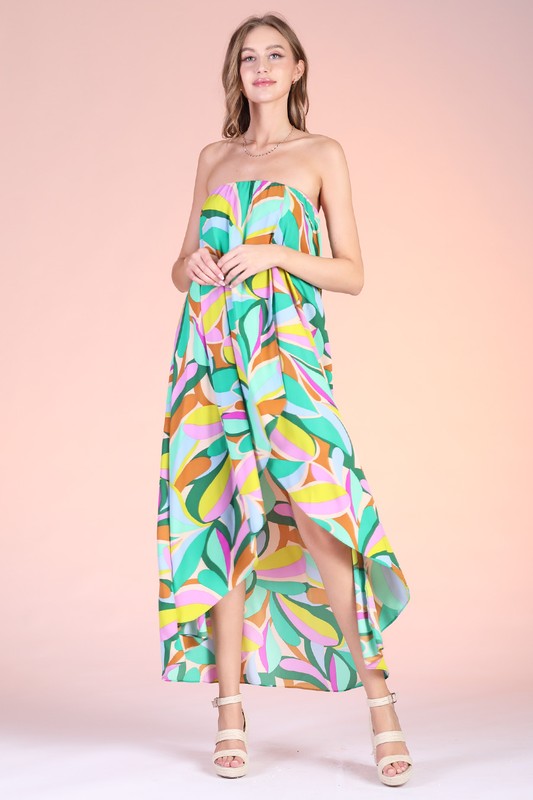 Petal prism high-low dress