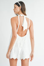 Load image into Gallery viewer, White flora embroidered romper

