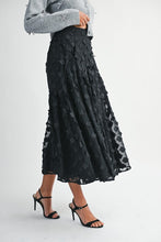 Load image into Gallery viewer, Black Flora Midi Skirt