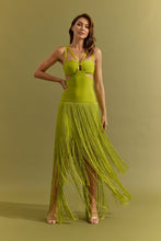 Load image into Gallery viewer, Citron chic fringe dress

