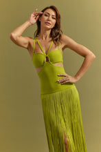 Load image into Gallery viewer, Citron chic fringe dress
