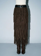 Load image into Gallery viewer, Dark Chocolate Fringe Skirt