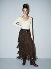 Load image into Gallery viewer, Dark Chocolate Fringe Skirt