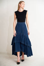 Load image into Gallery viewer, Denim Cascade Maxi Skirt