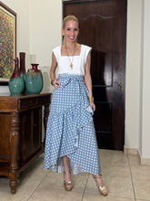 Load image into Gallery viewer, Sky Dotty Wrap Skirt