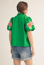 Load image into Gallery viewer, Green Flora Puff Top