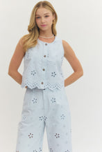 Load image into Gallery viewer, Daisy Sky Eyelet Top