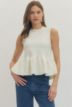 Load image into Gallery viewer, Ivory Pulse Peplum Top