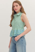 Load image into Gallery viewer, Greenline Eyelet Top
