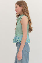 Load image into Gallery viewer, Greenline Eyelet Top