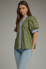 Load image into Gallery viewer, Olive Polka Pop Top