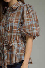 Load image into Gallery viewer, Blue Choco Plaid Top