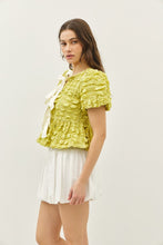 Load image into Gallery viewer, Pistachio Peplum Bow Top
