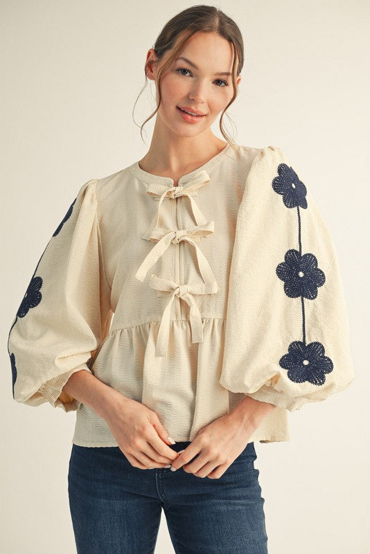 Navy Bloom Top
