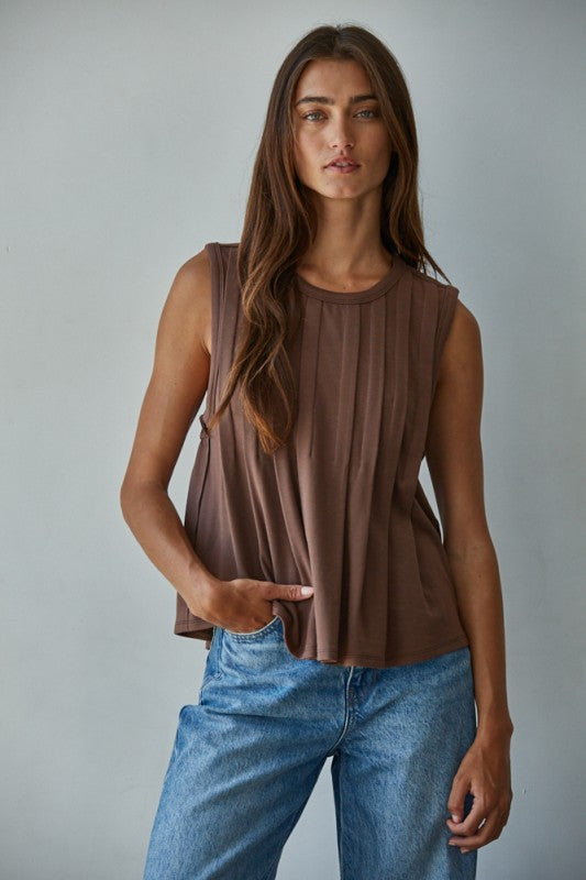 Mocha Pleat Top