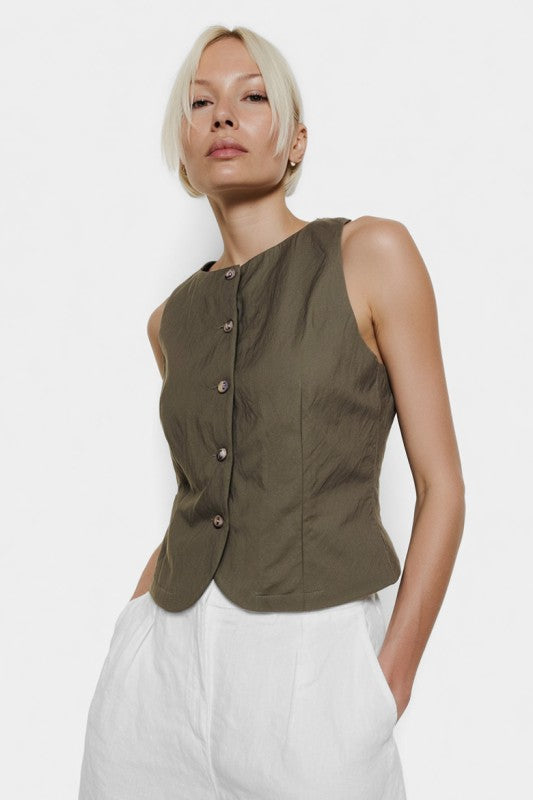 Olive Curve Vest