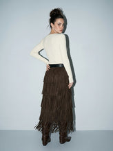 Load image into Gallery viewer, Dark Chocolate Fringe Skirt
