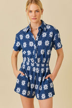 Load image into Gallery viewer, Daisy blue breeze romper
