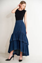 Load image into Gallery viewer, Denim Cascade Maxi Skirt
