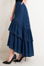 Load image into Gallery viewer, Denim Cascade Maxi Skirt
