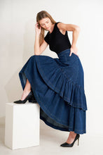Load image into Gallery viewer, Denim Cascade Maxi Skirt
