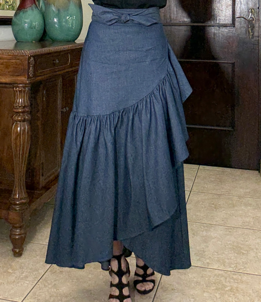 Denim Spiral Skirt