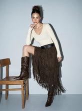 Load image into Gallery viewer, Dark Chocolate Fringe Skirt
