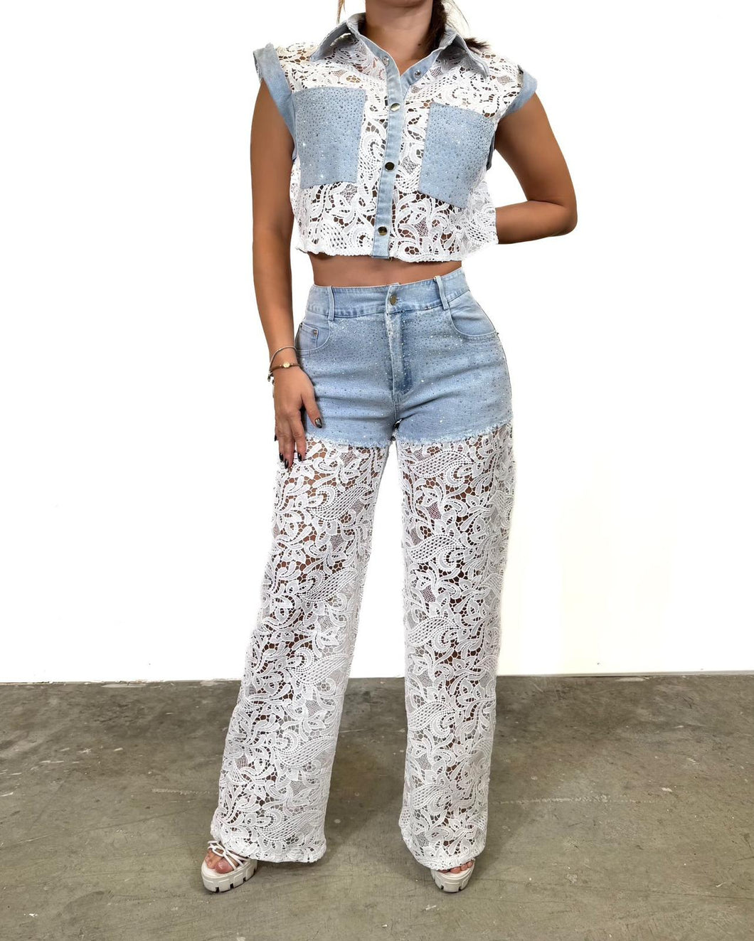 Denim Lace Affair Set