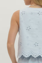 Load image into Gallery viewer, Daisy Sky Eyelet Top
