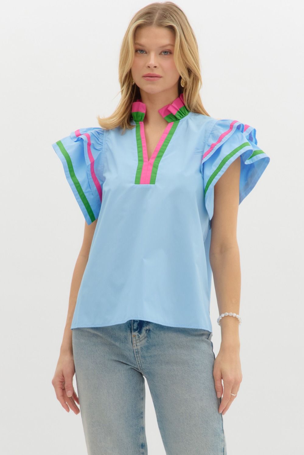 Colorful Ruffleline Blouse