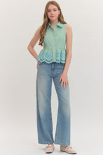 Load image into Gallery viewer, Greenline Eyelet Top
