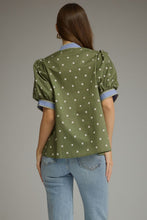 Load image into Gallery viewer, Olive Polka Pop Top
