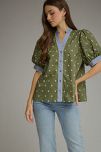 Load image into Gallery viewer, Olive Polka Pop Top
