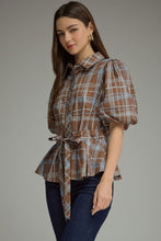 Load image into Gallery viewer, Blue Choco Plaid Top
