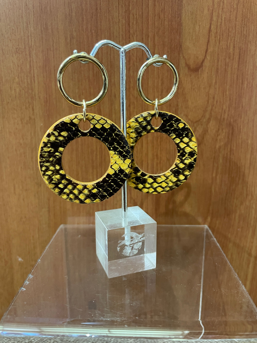Mustard Snake Earrings